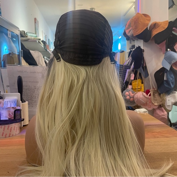 - human hair blend lace front platinum blonde wig. main image 4